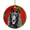 Caroline&#x27;s Treasures   SC9438-CO1 Belgian Sheepdog Red and Green Snowflakes Holiday Christmas Ceramic Ornament, 3 in, multicolor